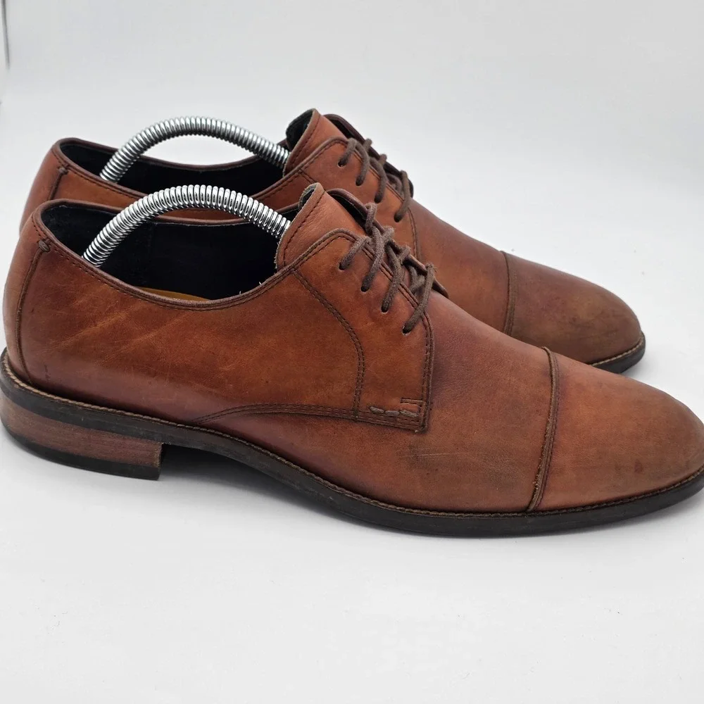 Cole Haan Oxford Mens 9W Tan Leather Cap Toe Grand.OS Dress Shoes Formal Wedding